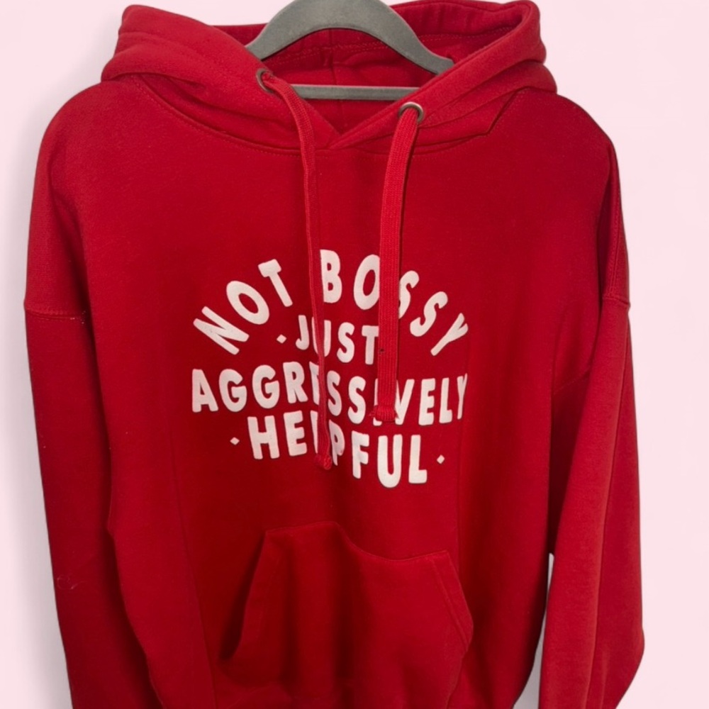 Red Women's Hoodie with Slogan